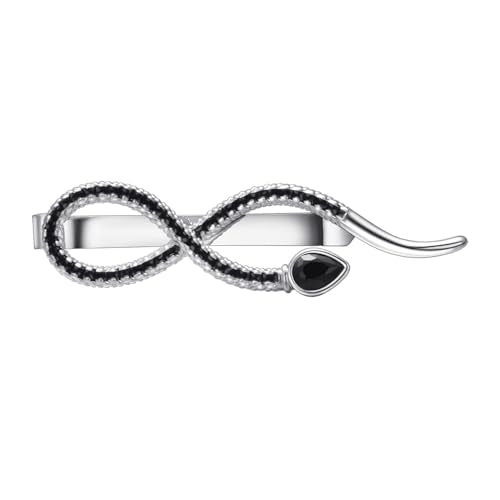 Silver Tie Clip for Mens Stainless Steel Novelty Feather Bat Bee Tie Bar Suitable For Necktie Bar Clip - style: Snake Tie Bar Black 1