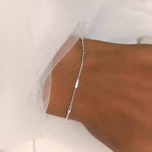 Sterling Silver Chain Bracelets for Women - Dainty 925 Silver Adjustable Bracelets, Minimalist Layering Jewelry, Stackable Chain Styles - style: E