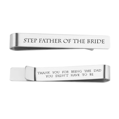 Step Father of The Bride Groom Gifts from Daughter Son, Stepfather of The Groom Bride Tie Clip Gifts for Wedding Day for Dad - style: step father of bride