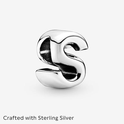 Pandora Alphabet Charm - Compatible Moments - Gift for Her - Made with Sterling Silver - with Gift Box - style: Letter S