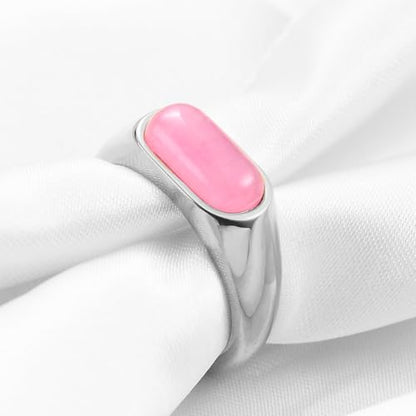 MYNENEY Signet Mens Pinky Rings Statement Wedding for Women - color: Pink stone
