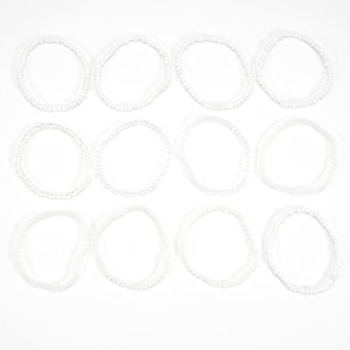 Bohemian Multilayer Beaded Stackable Stretch Bracelets for Women Colorful Crystal Glass Resin Seed Beads Elastic Wristbands BFF Friendship Summer Beach Hawaii Jewelry - color: White