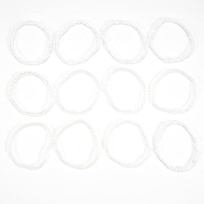 Bohemian Multilayer Beaded Stackable Stretch Bracelets for Women Colorful Crystal Glass Resin Seed Beads Elastic Wristbands BFF Friendship Summer Beach Hawaii Jewelry - color: White