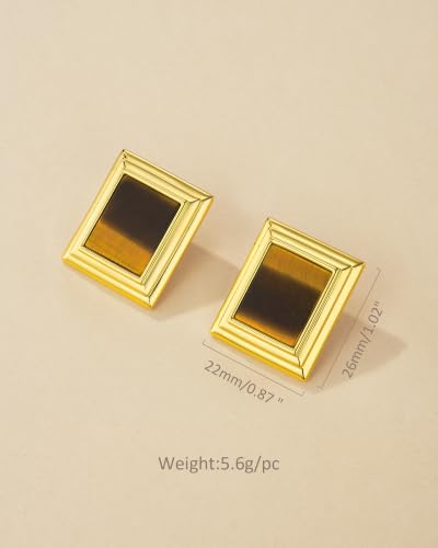 18K Gold Plated Burgundy Maroon Black Large Chunky Thin Ribbed Chamfered Square Geometric Dangle Stud Statement Earrings for Women by SNGIA , Big Tropical Button Bohemian Handmade Trendy Baroque Enamel Vacation Summer Chandelier Drop Jewelry Gifts, Rectan