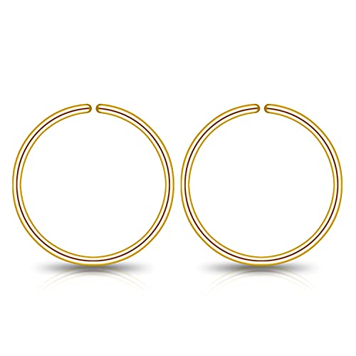 Small Gold or Sterling Silver Huggie Hoop Earrings for Women Cartilage Nose Helix Tragus - color: Gold, size: 7mm 20 gauge / 1 pair