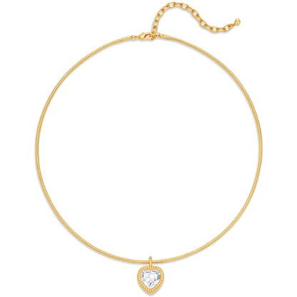 Gold CZ Choker Necklace Trendy Statement | Gold choker necklace, CZ pendant, Adjustable chain, Dainty statement, Summer gift, Gift for women, Lightweight - style: 23384