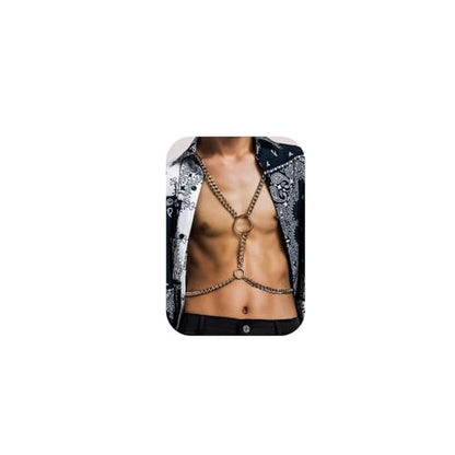 Punk Metal Link Chain Bra Body Jewelry Sexy Long Crossover Harness Circle Body Chain Festival Bikini Waist Chain Body Jewelry for Men Women - color: Silver