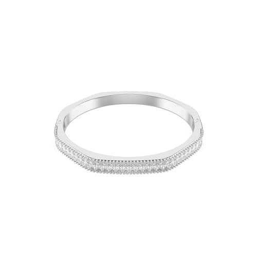 Swarovski Matrix Octagon Bangle, Baguette Cut, Clear, Pink Crystals, Rhodium and Gold-Tone Finishes - color: Clear Crystal, size: Small
