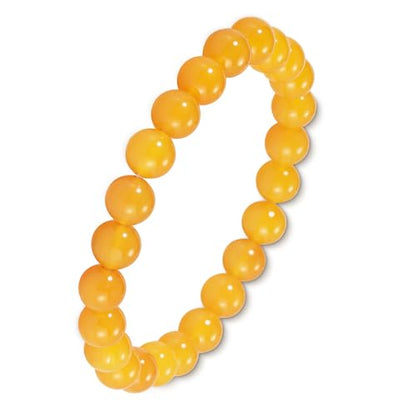 Agate Round Beaded Bracelet for Women Men Natural Agates Stone Healing Bracelets Stretch Elastic Handmade Polished Gemstone Beads Bracelet - color: Yellow, size: 8mm Beads