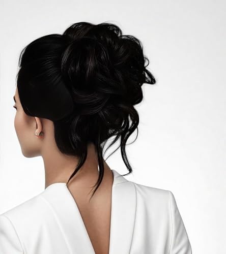 Brown Black Curly Messy Bun Wig Wavy Hair piece Easy Updo Extensions Claw Clips for Women Girls Natural Fake Wig Tie Headpiece - color: Black