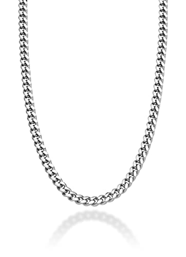 Miabella Italian Thick 925 Sterling Silver Cuban Link Chain Men Necklace | 3.2mm, 5mm, 7mm, Heavy, Solid Curb, Fine Jewerly, Made in Italy - size: Length 22 Inches, style: 7mm