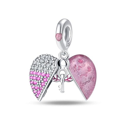 LNQOBU 925 Sterling Silver Charms for Bracelets Dangle Pendant fit Pandora Bracelets or Necklaces Jewelry Woman Gift Beads Charm (With one Spacer Beads) - style: Family Heart Lock Pendant Charm