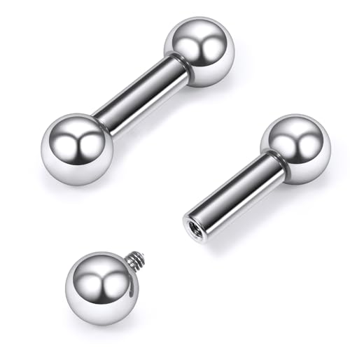 16G-2G ASTM F136 Titanium Internally Threaded Nipple Tongue Rings Piercing Jewelry Straight Industrial Earring Barbell G23 Titanium Nipple Tongue Bars Piercing Jewelry for Women Men 12MM-40MM - style: 4G, 12mm Length, 8mm Ball