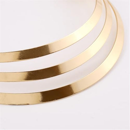 Chunky Gold Necklace Big Statement Chunky Necklace for Women African Tribe Wide Metal Choker Necklaces Jewelry - color: 04 Gold