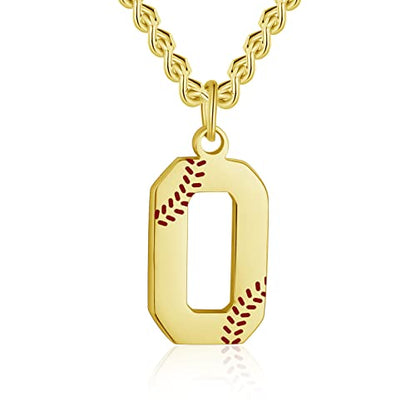 AIAINAGI Baseball Initial A-Z Letter Necklace - Men's Baseball Charm Pendant in Stainless Steel Silver Chain, 22inch Personalized Gift - style: O Letter