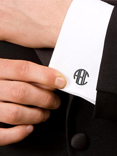 Custom4U Custom Photo Cufflinks for Men Father of the Bride Gifts - color: F-Monogram-Black