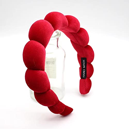 Headbands for Women Girls, Fashion Wide Headband Yoga Workout Head Bands Hair Accessories, Padded Fabric Hair Bands Red Velvet Headband, Red - color: Red