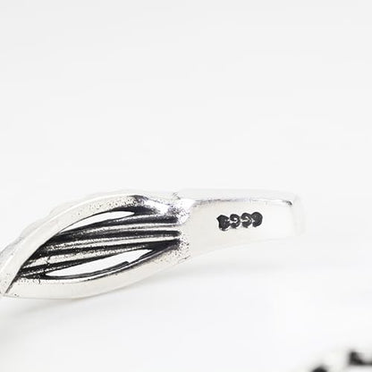 Innocence S925 Silver-Plated Antique Wide Feather Cuff Bracelet For Men Women Adjustable Retro Twisted Feathers Bracelets Gift Jewelry - color: Twisted