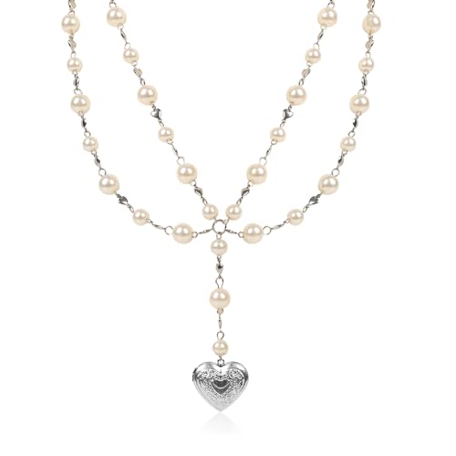 Personalized Heart Locket Necklace for Women Stainless Steel- Heart Necklace - color: White