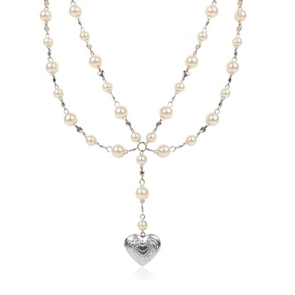 Personalized Heart Locket Necklace for Women Stainless Steel- Heart Necklace - color: White