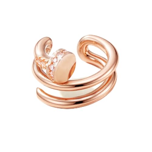 Cubic Zirconia Nail Ear Cuff Non-Piercing Cartilage Earrings | 14K Gold Plated No-Pierce Helix Cuff, Edgy & Minimalist Fashion, Jewelry Gift, Single Ear Cuff (Not a Pair) - color: Rose Gold
