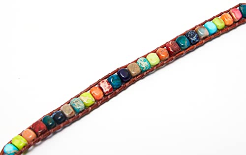 7 Chakra Bracelet Bohemian Handmade Leather Wrap Healing Protection Natural Stone Yoga Beaded Bracelets Boho Friendship Jewelry - color: Chakra #2