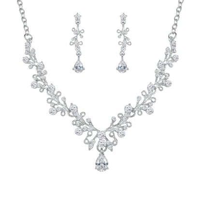 Silver Jewelry Sets for Women Rhinestone Necklace Dangle Earrings Bracelet Set Bridal Wedding Jewelry Sets for Brides Bridemaid Prom Costume Accessories Jewelry - style: Silver Jewelry Set style3