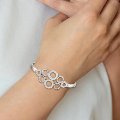 Chisel Crystal Pavé Hinged Bangle in Stainless Steel, 6.5 inch