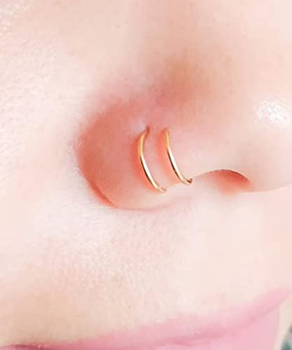 18 Nose Rings Studs Surgical Stainless Steel Hypoallergenic L Shaped Nose Piercing Jewelry for Women Men Silver Black Nostril Hoop Rings 18 Gauge - style: D1-20gauge -mix colors