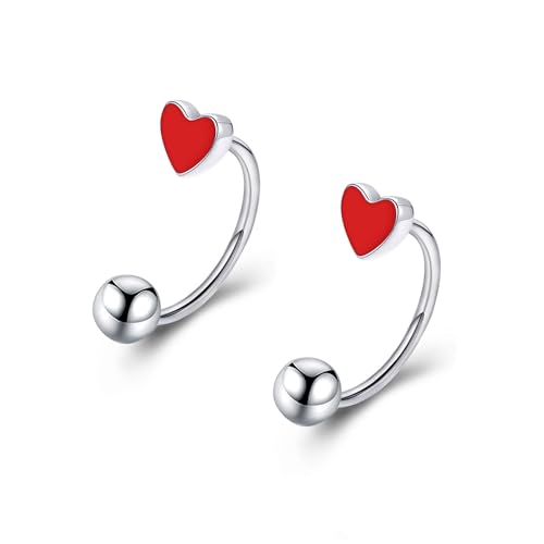 Pingyongchang 16G Cute Heart Snake Bite Jewelry, Lip Rings Snake Bites, Horseshoe Tragus Hoop Jewelry for Lip Piercing, Titanium Septum Daith Tragus Threaded Body Piercing Ring 8mm 10mm 12mm-2PCS - color: Red, size: 12mm