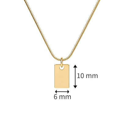Initial Necklace in 18K Gold Plated, Personalized Engraved Letter Pendant, Gold Snake Chain, 6×10 mm Rectangle Charm for Women - color: H