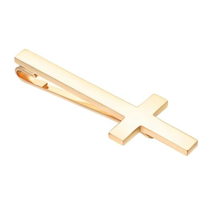 Gold Black Silver Cross Tie Clips For Men Unique Christian Catholic Tie Clip Cross Accessories For Men - style: gold tie clip cross