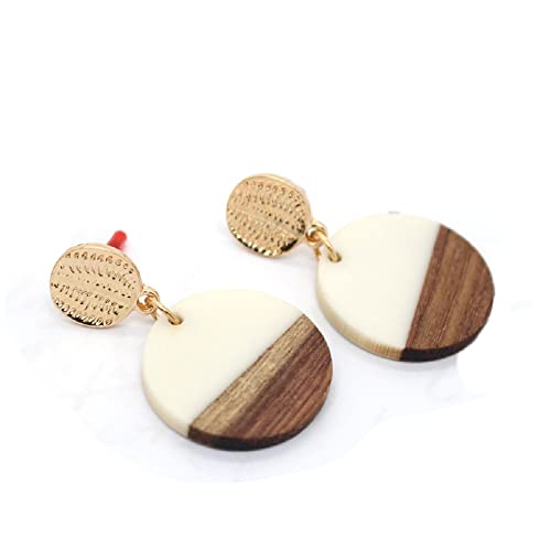 Retro Wooden Resin Geometric Bar Drop Dangle Earrings Layered Leopard for Women Polymer Clay Lightweight Statement Jewelry - style: 12