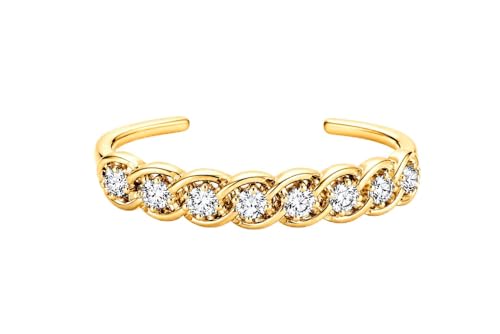 1.00 Carat Round Simulated Diamond Adjustable Daily Wear Women’s Toe Ring in 14K White Gold, Yellow Gold & Rose Gold Plated 925 Sterling Silver - color: 14K Gold Plated
