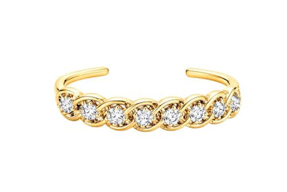 1.00 Carat Round Simulated Diamond Adjustable Daily Wear Women’s Toe Ring in 14K White Gold, Yellow Gold & Rose Gold Plated 925 Sterling Silver - color: 14K Gold Plated