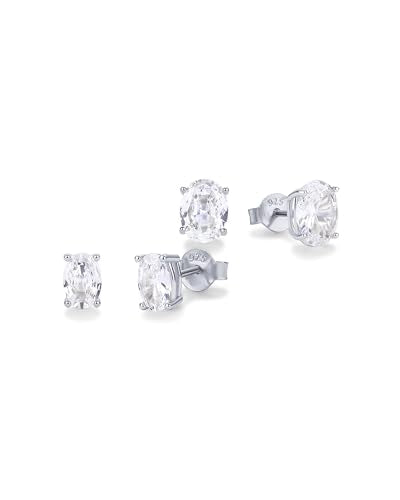 PAVOI 14K Gold Plated 925 Sterling Silver Cubic Zirconia Stud Earrings for Women - Simulated Diamond CZ Earrings - style: Oval 6x8mm