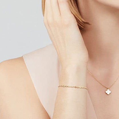 WEARON Gold Bracelet for Women 14K Gold Plated Snake Herringbone Figaro Cuban Bead Paperclip Cable Box Chain Simple Jewelry - style: Paperclip Chain 3.0mm