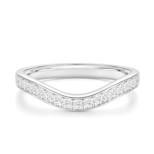EAMTI 925 Sterling Silver Wedding Bands for Women Cubic Zirconia Wave Stackable CZ Curved Eternity Engagement Promise Gold Rings Size 4-10 - color: Brass-Silver