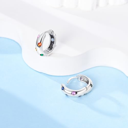 14k Gold Plated Star Moon Sun Huggies Hoops Earrings for Woman | 925 Sterling Silver Cubic Zirconia Twisted Cross Hoop Post Chunky Small Tiny cuff Earring Gift for Her - color: silver