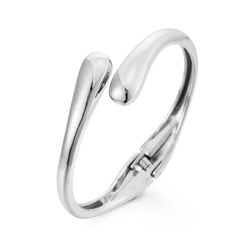 MIFYNN Chunky Gold Bracelet for Women Gold Bangle Bracelet Twisted Hinged Spiraled Oval Bracelets Trendy Irregular Minimalist Open Wide Wrist Cuff Bracelets Statement Jewelry Gift - color: Silver
