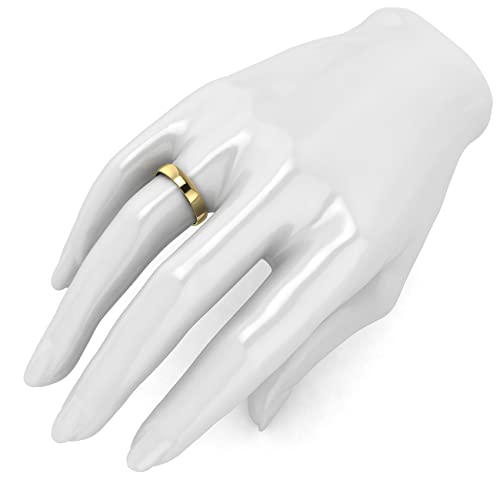 LANDA JEWEL Unisex Solid 10k White Rose Yellow Gold 4mm Comfort Traditional Highly Polished Wedding Ring Plain Band - color: Yellow