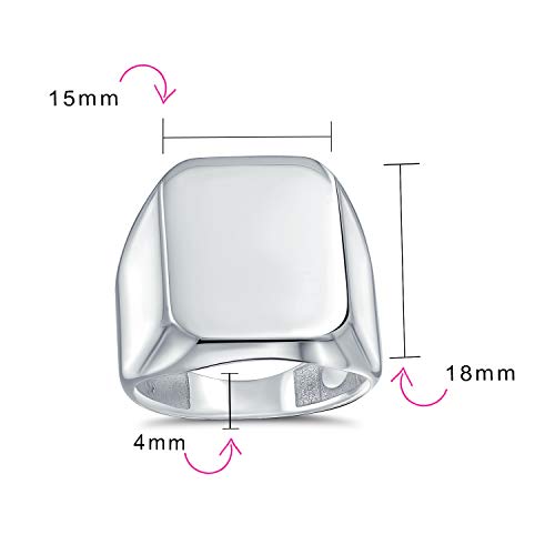 Bling Jewelry Classic Executive Geometric Customize Engrave Simple Large Rectangle Personalize Initial Monogram Signet Ring For Men Polished Shine .925 Sterling Silver - color: Silver Engrave