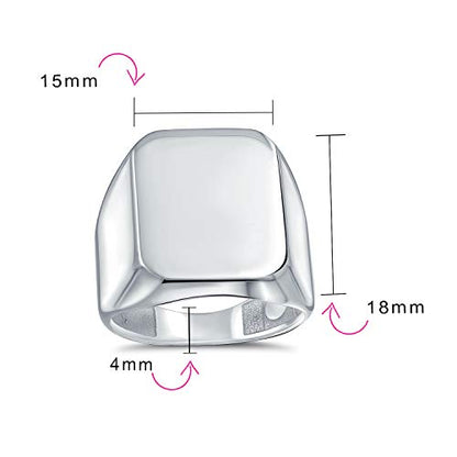 Bling Jewelry Classic Executive Geometric Customize Engrave Simple Large Rectangle Personalize Initial Monogram Signet Ring For Men Polished Shine .925 Sterling Silver - color: Silver Engrave