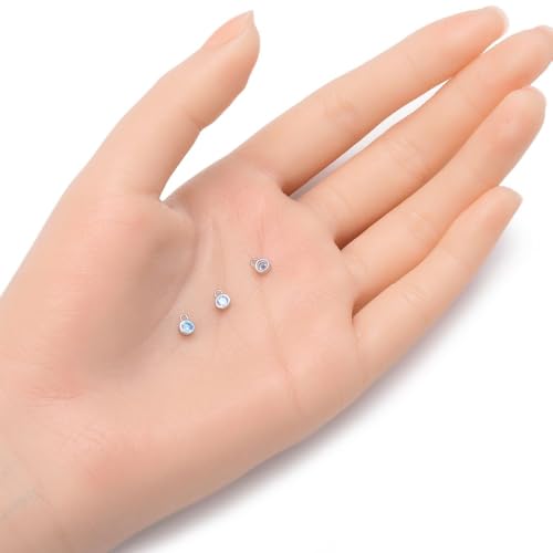 Adabele 2pcs Real 925 Sterling Silver CZ March Birthstone Charm Drop 4mm | Tiny Small, Tarnish Resistant 92.5 Silver Sparkle Aquamarine Blue Cubic Zirconia Dangles Closed Loop Craft Jewelry Making - color: March, size: 4mm (0.16")/Tiny - 2pcs