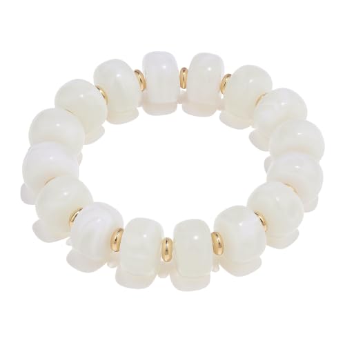 Chunky Beaded Bracelet for Women-Boho Bold Acrylic Resin Stretch Bracelets Trendy Summer Beach Elastic Bangle Vacation Jewelry Accessories - color: Style 2-Off-White