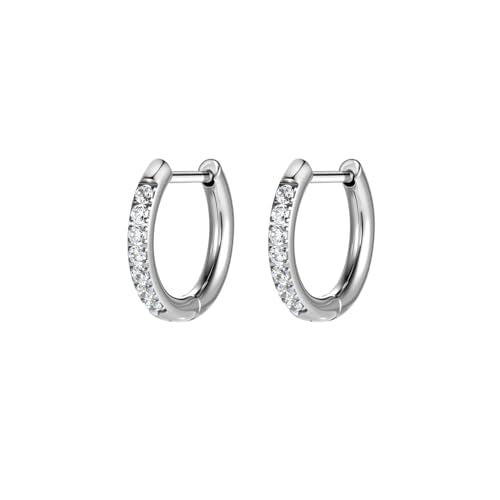 AOEDEJ G23 Titanium Black/Steel Gray/Gold Hoop Earrings 18G Small Huggie Hoop Earrings 8mm/10mm/12mm Cartilage for Sensitive Ears for Multiple Piercing Cartilage Hoop Earring Stack Jewelry - style: D-CZ-Silver-8