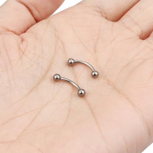 16g/18g/20g Titanium Internally Threaded Eyebrow Piercing Jewelry Vertical Labret Lip Jewelry Curved Barbell Tiny Eyebrow Ring Rook Earring Small Belly Button Ring for Women Men - color: ball,16g,bar:8mm
