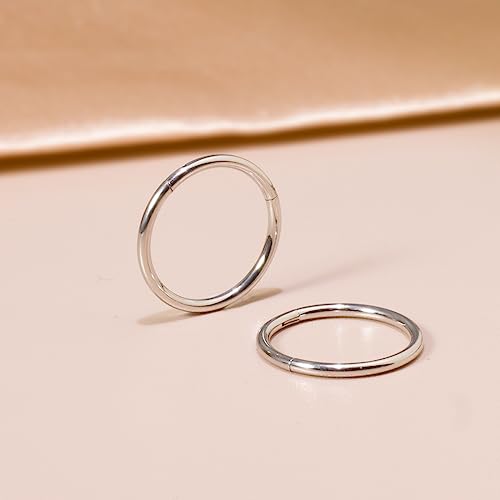 Small Gold Hoop Earrings, Lightweight 14K Gold Plated Huggie Hoop Earrings for Cartilage Helix Tragus, Hypoallergenic Earrings for Women Men, Tiny Thin Hoops Surgical Steel Endless Hoops Earrings 6-10 mm - color: 10mm Hoop Silver-18g