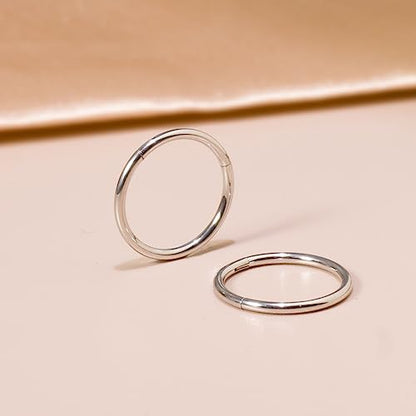 Small Gold Hoop Earrings, Lightweight 14K Gold Plated Huggie Hoop Earrings for Cartilage Helix Tragus, Hypoallergenic Earrings for Women Men, Tiny Thin Hoops Surgical Steel Endless Hoops Earrings 6-10 mm - color: 10mm Hoop Silver-18g
