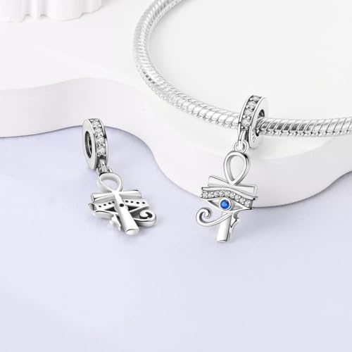 MULA 925 Sterling Silver Charms for Bracelets and Necklace Family Pendants | Airplane Travel Dangle Beads Family Tree Jewelry Charms for Women - color: Horus Eye